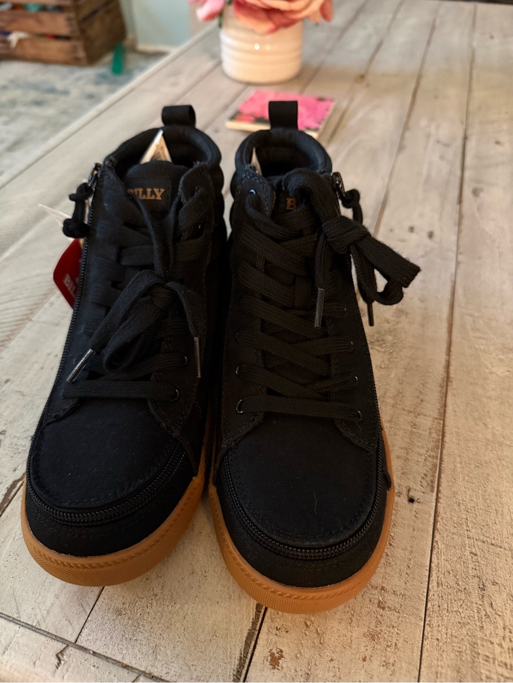 Billy Kids' Black High-Top Sneakers with Gum Sole - Picture 2 of 7